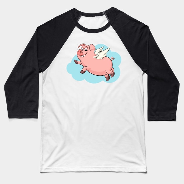When Pigs Fly Baseball T-Shirt by GAMAS Threads